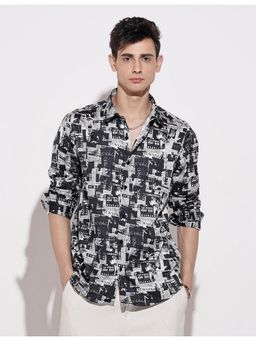 SHOWOFF - Men Abstract Black Regular Fit Shirt