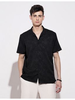SHOWOFF - Men Floral Black Regular Fit Cuban Collar Shirt