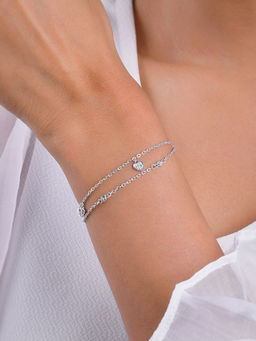 GIVA - Sterling Silver Zircon Triple Heart Bracelet for Women(ADJUSTABLE)