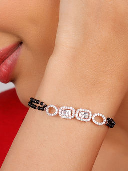 GIVA - Sterling Silver Emerald Cut Classic Mangalsutra Bracelet For Women And Girls