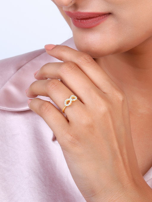 GIVA Sterling Silver Golden Infinite Grace Ring For Women