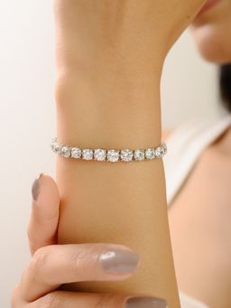 METALM - Deliciated Solitaire CZ Diamonds Tennis Bracelet in 925 Silver
