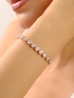METALM - Rose Gold Tennis Bracelet with Round Cut CZ Diamonds For Women