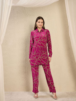 First Resort by Ramola Bachchan - Magenta Printed Chain Print Co-Ord (Set of 2)