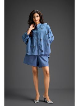 Deepika Arora - Blue Embellished/Sequined Co-Ord (Set of 2)