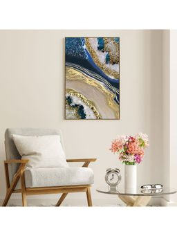 HomeTown - Ilona Abstract Wave2 Canvas Acrylic Hand Painted Painting, Indigo 63X93Cm