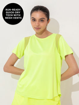 Kica - Regular Fit Running Top with Breathe Easy Mesh Panels and Quick-Dry Fabric - Stride Collection Yellow
