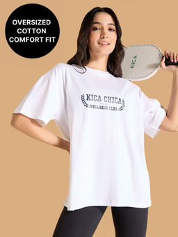 Kica - Cotton Oversized Printed Graphic T Shirt - CourtCulture Collection
