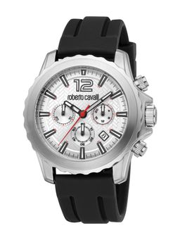 Roberto Cavalli - Potenza Men Analog Round Silicon White Watch-Rc5G130P0015 (M)