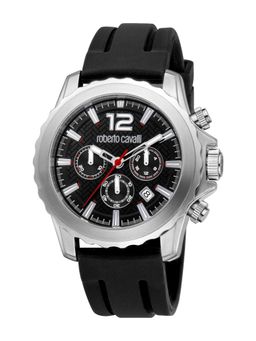 Roberto Cavalli - Potenza Men Analog Round Silicon Black Watch-Rc5G130P0025 (M)
