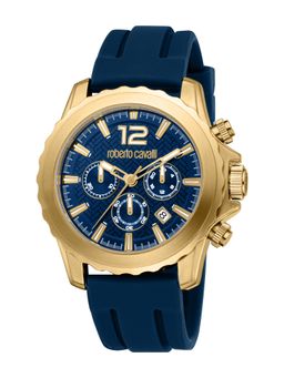 Roberto Cavalli - Potenza Men Analog Round Silicon Blue Watch-Rc5G130P0035 (M)