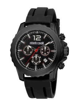 Roberto Cavalli - Potenza Men Analog Round Silicon Black Watch-Rc5G130P0045 (M)