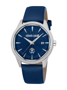 Roberto Cavalli - Trionfo Men Analog Round Leather Blue Watch-Rc5G134L0025 (M)