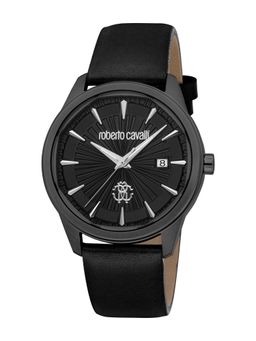 Roberto Cavalli - Trionfo Men Analog Round Leather Black Watch-Rc5G134L0035 (M)