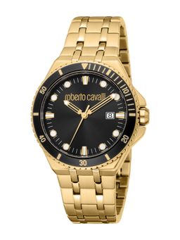 Roberto Cavalli - Virtu Men Analog Round Stainless Steel Black Watch-Rc5G149M0065 (M)