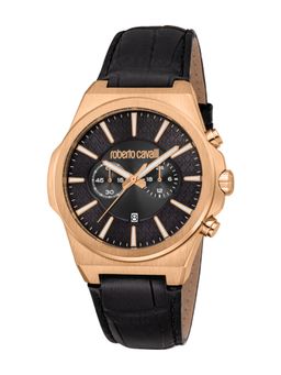 Roberto Cavalli - Dominio Men Analog Round Leather Black Watch-Rc5G150L0035 (M)
