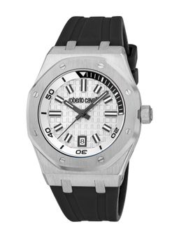 Roberto Cavalli - Impero Men Analog Round Silicon Silver Watch-Rc5G154P0015 (M)