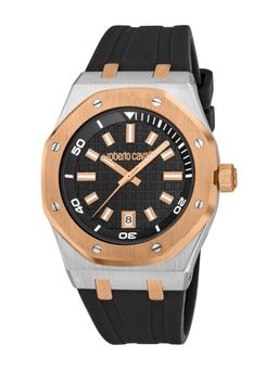 Roberto Cavalli - Impero Men Analog Round Silicon Black Watch-Rc5G154P0035 (M)