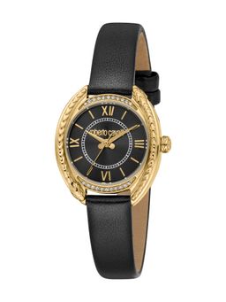 Roberto Cavalli - Rinascita Women Analog Round Leather Black Watch-Rc5L153L0025 (M)