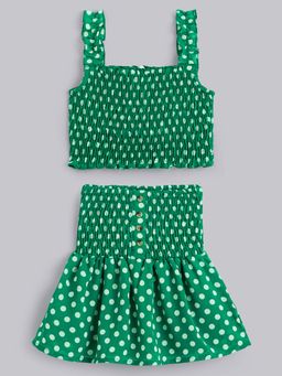 Hopscotch - 2-Pc Green Polka Dot Blouse & Skirt