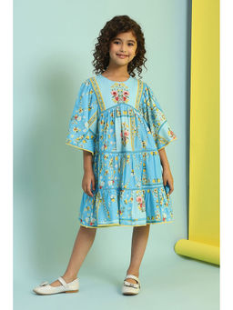 Biba - Blue Floral A-Line Knee Length Dress