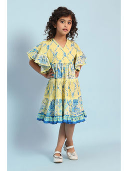 Biba - Yellow Floral A-Line Knee Length Dress