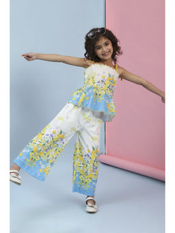 Biba - White Floral Top and Pant (Set of 2)