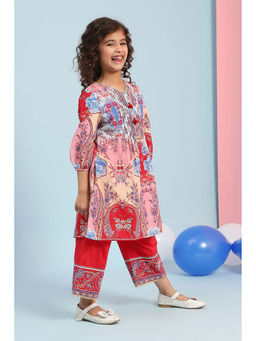 Biba - Red Floral Kurta and Palazzo (Set of 2)