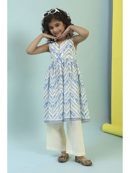 Biba - Cream Floral Kurta and Palazzo (Set of 2)