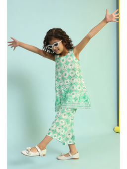 Biba - Green Printed Kurta and Palazzo (Set of 2)