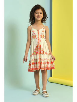 Biba - Cream Floral A-Line Knee Length Dress