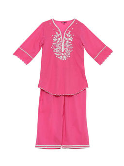 Biba - Pink Floral Kurta and Palazzo (Set of 2)