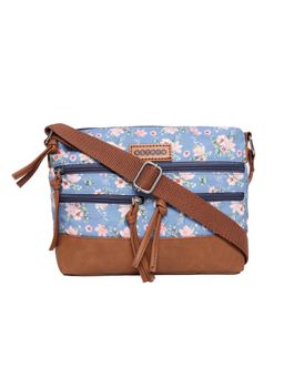 Astrid - Blue Multicompartment Sling Bag with Front Chain Pockets for Women