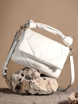 Accessorize London - Womens White Quilted Handheld Cross Body Bag