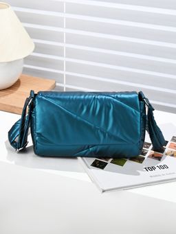 Accessorize London - Womens Teal Metallic Crossbody Bag