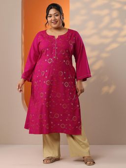Extra love by Libas - Women Embroidered Rayon Straight Kurta