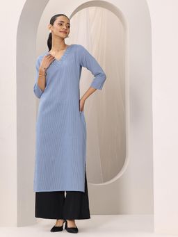 Libas - Women Striped Cotton Straight Kurta