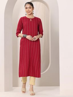 Extra love by Libas - Plus Size Women Plus Size Women Woven Design Viscose Straight Kurta
