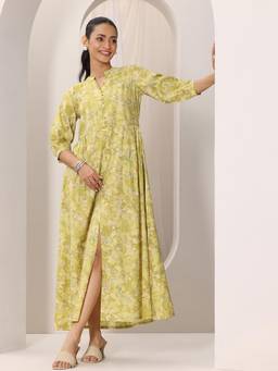 Libas - Women Printed Silk Blend A-Line Maxi Dress