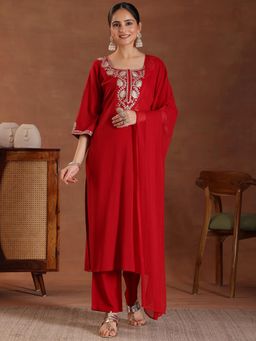 Libas - Women Yoke Design Viscose Straight Kurta and Pant with Dupatta