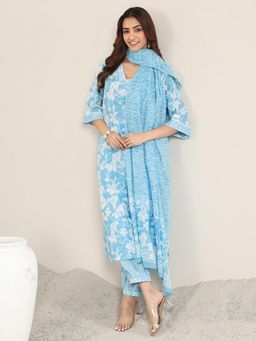 Libas - Women Printed Cotton Straight Kurta and Salwar with Dupatta