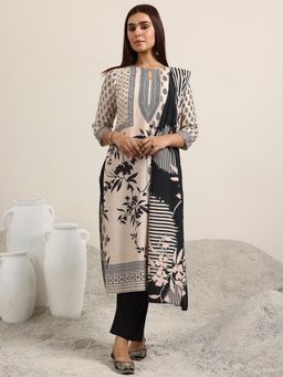 Libas - Women Printed Silk Blend Straight Kurta and Pant with Dupatta