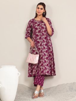 Libas - Women Printed Cotton A-Line Kurta and Pant