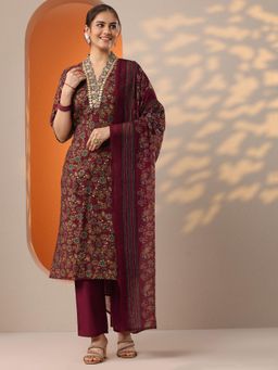 Libas - Women Printed Cotton Blend Straight Kurta and Pant with Dupatta