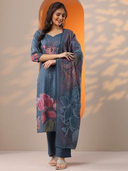 Libas - Women Printed Silk Blend Straight Kurta and Pant with Dupatta