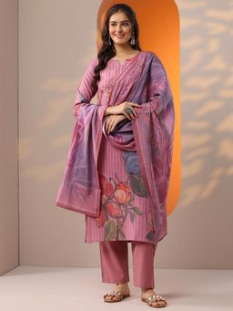 Libas - Women Printed Silk Blend Straight Kurta and Pant with Dupatta