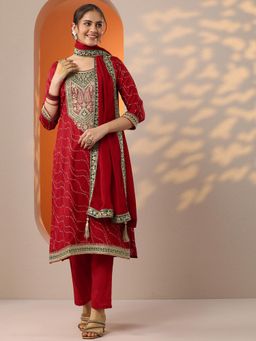 Libas - Women Printed Cotton Straight Kurta and Pant with Dupatta