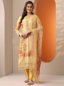 Libas Art - Women Embroidered Silk Blend Straight Kurta and Pant with Dupatta