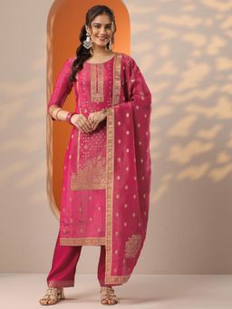 Libas Art - Women Woven Design Chinon Straight Kurta and Pant with Dupatta