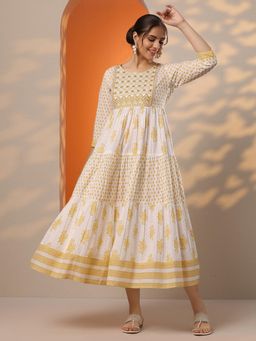 Libas - Women Printed Cotton Fit and Flare Midi Dress